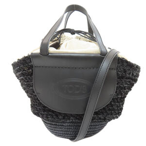 Tod's 2-Way Basket Bag Handbag Straw/Calf Leather Women's TODS